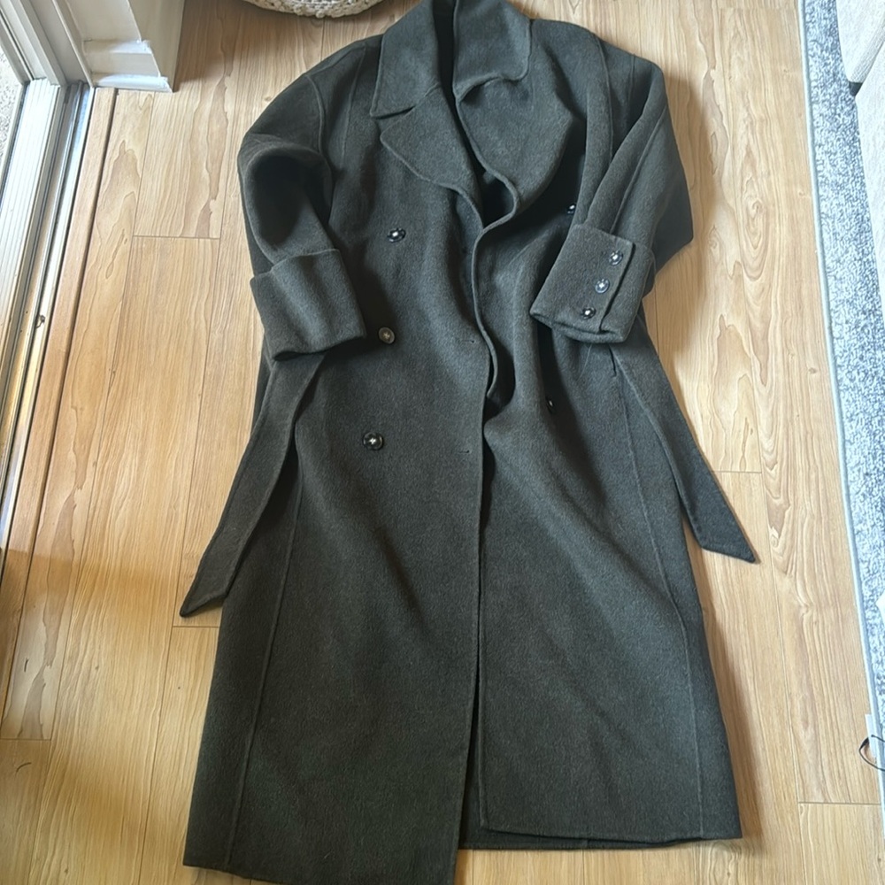Khaki Wool Trench Coat